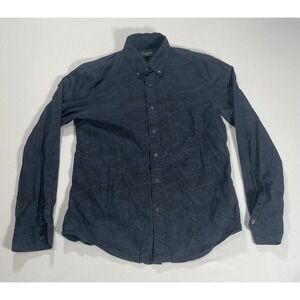 Club Monaco Shirt Mens S Slim Fit Blue Long Sleeve Button Down Wave Pattern